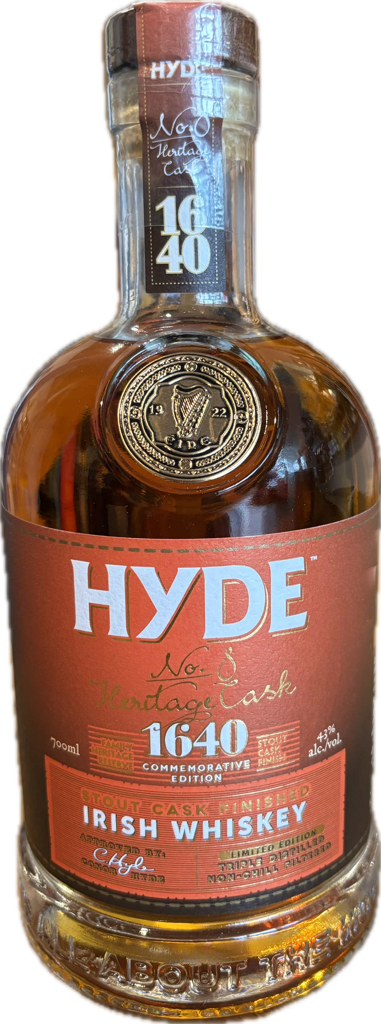 Hyde No. 8 Irish Whisky, Stout Cask Finish 0,7l 43% Vol.