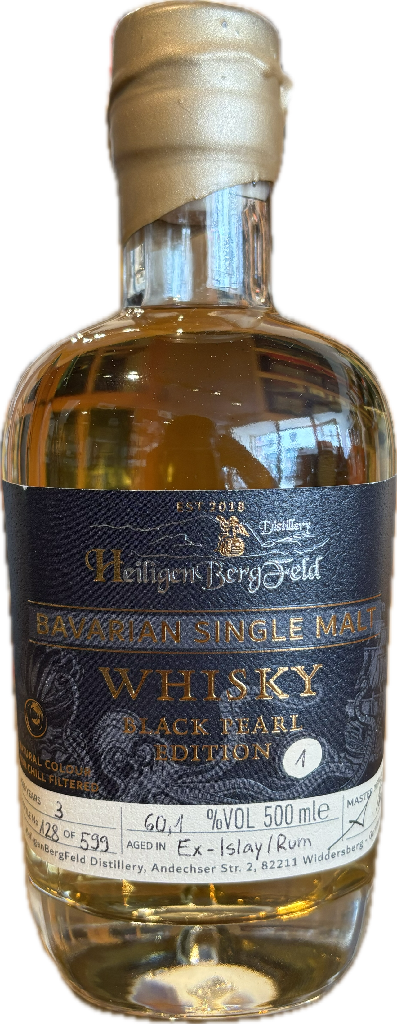 Heiligen Berg Feld Bavarian Whisky, Black Pear Edition No. 1, 0,5 Liter, 60,1% Vol.