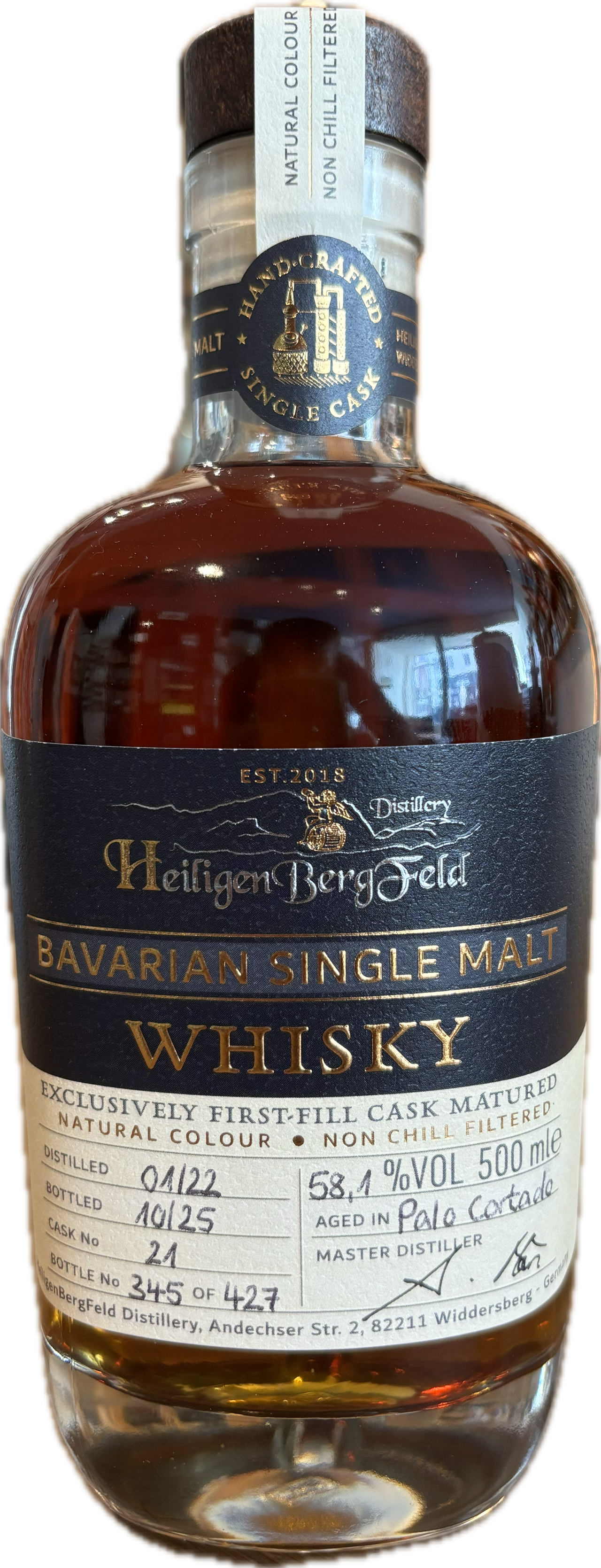 Heiligen Berg Feld Bavarian Whisky, Palo Cortado, 0,5 Liter, 58,1% Vol.